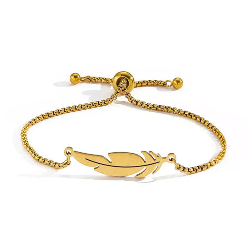 feather bracelete,
women’s bracelet,
stainless steel bracelete,
feather charm bracelete,
gold feather bracelet,
silver feather bracelete,
adjustable women’s bracelet,
minimalist bracelet for women