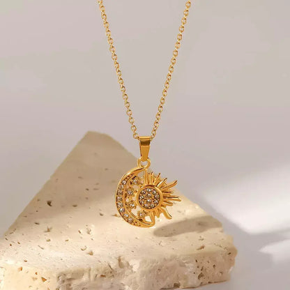 golden eclipse necklace,
gold stainless steel necklace,
waterproof gold necklace,
minimalist gold necklace,
elegant gold jewelry for women,
luxury gold pendant necklace,
long lasting gold jewelry,
Amorate necklace,
gold moon pendant necklace,
everyday waterproof jewelry