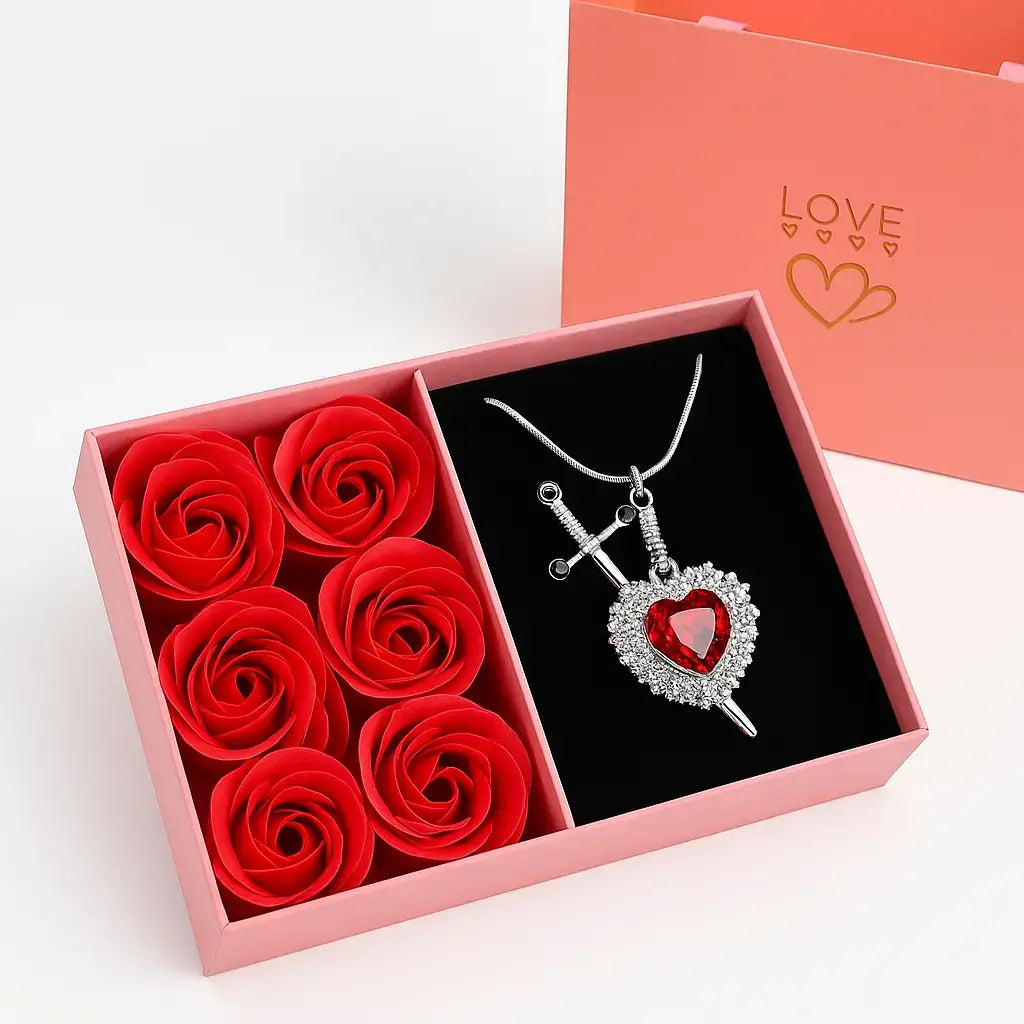 Heart & Sword Zircon Necklace Set - Buy 1, Get 2,
buy heart sword necklace, heart sword necklace UK online, romantic jewellery gift for girlfriend, unique valentine’s gift for her, affordable zircon necklace set, waterproof stainless steel heart necklace, heart sword zircon necklace set, heart and sword pendant meaning, zircon crystal heart necklace, unique couple necklace set, stainless steel romantic jewellery