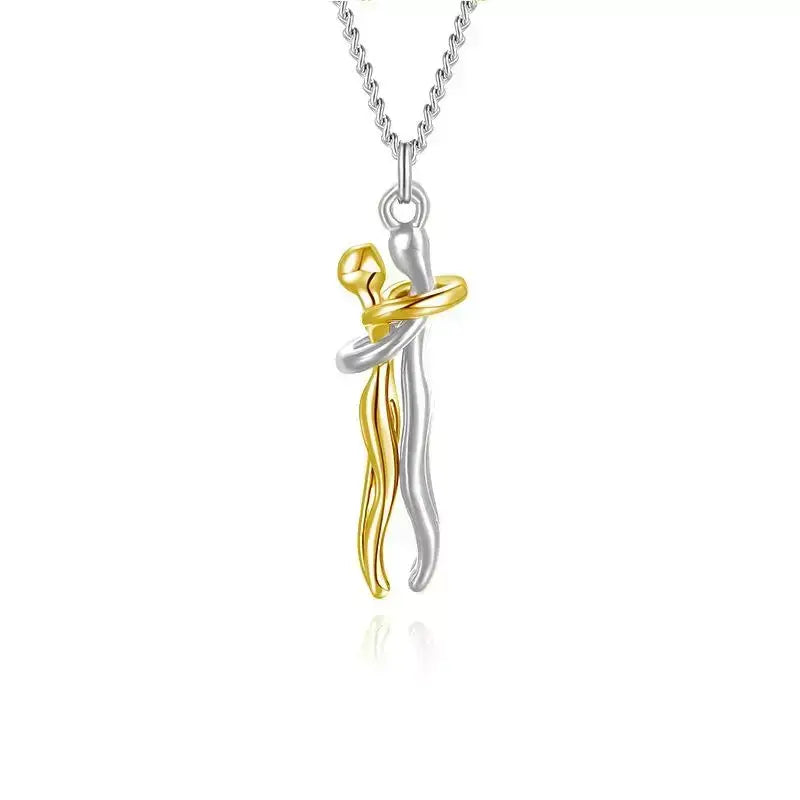 Ewige Umarmung Halskette, Paar Halskette Geschenk, Liebespaar Schmuck, Partner Kette, Freund Freundin Geschenk, Romantisches Geschenk Halskette, Verlobung Geschenk Schmuck, Paar Schmuckset, Liebe Symbol Halskette, Geschenk für Sie und Ihn, Freundschafts- oder Liebesgeschenk, Unisex Halskette Paar, Hochwertige Titan Halskette